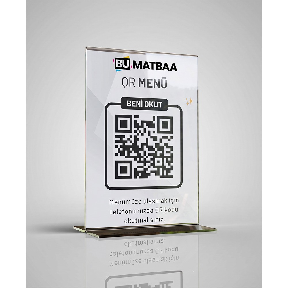 Pleksi QR Kod Menü Standı