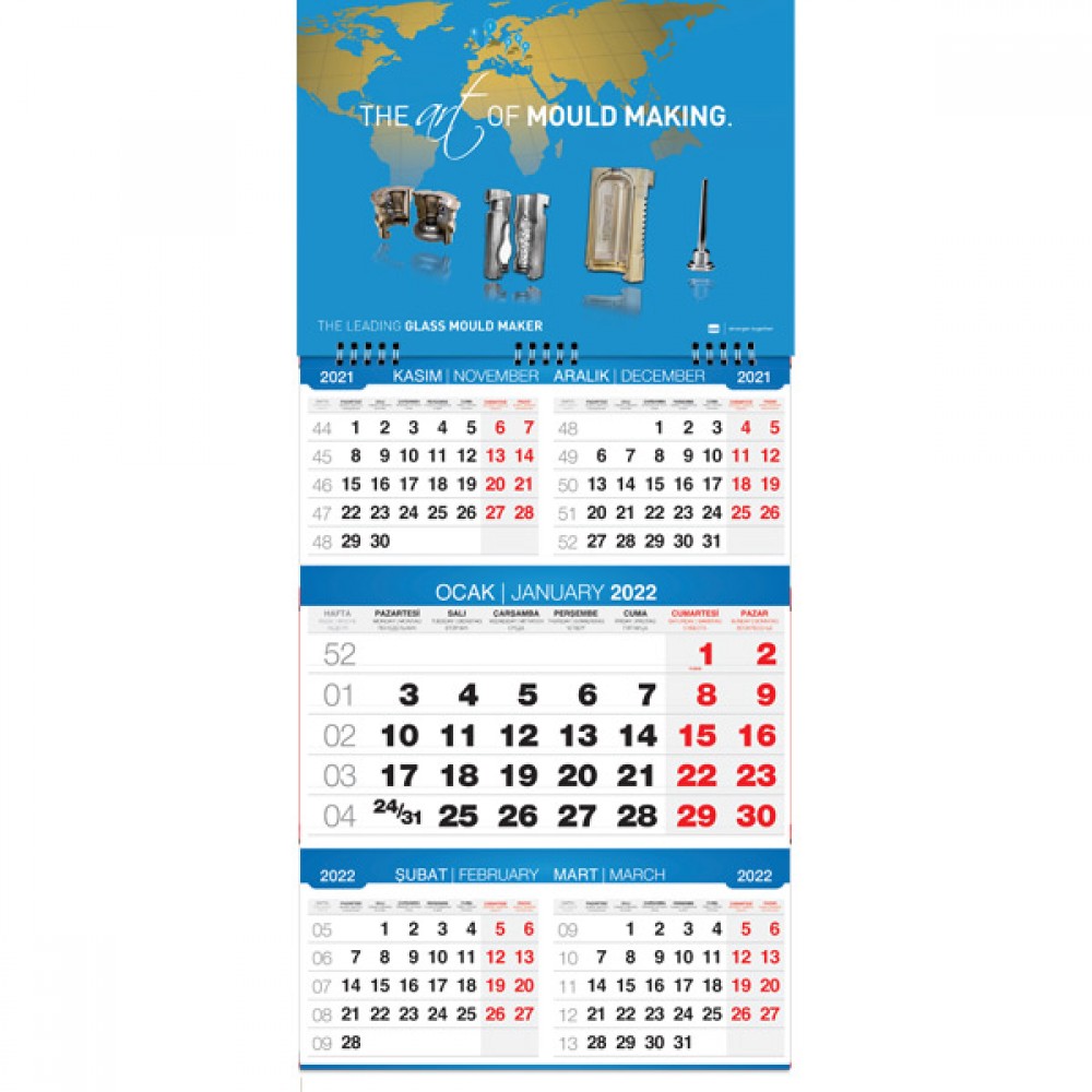 13 Beş Aylık Tek Parça Gemici Takvim